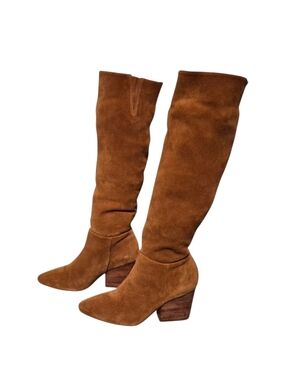 Able Soft Tan Leather Knee-High Riding Boots Women's Size 9M, Made In Brazil
